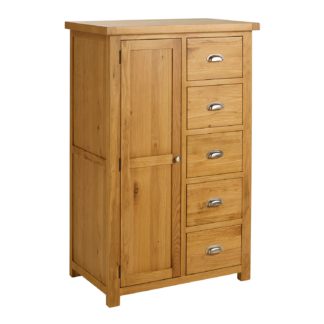 An Image of Woburn Oak 1 Door 5 Drawer Wardrobe Brown