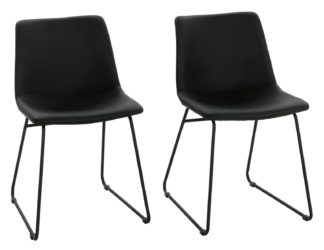 An Image of Habitat Joey Pair of Faux Leather Dining Chairs - Black