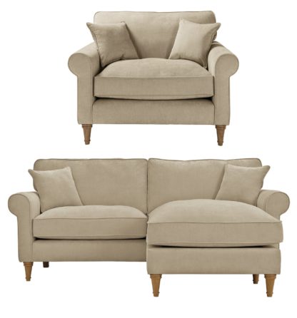 An Image of Habitat William Fabric Chair & Corner Sofa - Natural