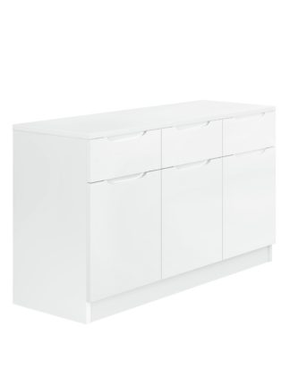 An Image of Legato Gloss 3 Door 3 Drawer Sideboard - White