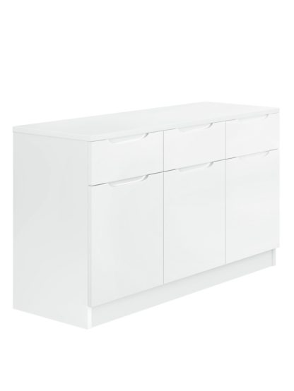 An Image of Legato Gloss 3 Door 3 Drawer Sideboard - White