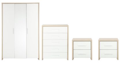 An Image of Habitat Broadway 4 Piece 3 Door Wardrobe Set -Oak & White