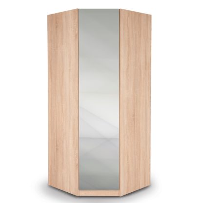 An Image of Hyde Mirrored Corner Wardrobe Brown