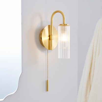 An Image of Dorma Henstone Bathroom Wall Light Gold