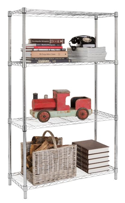 An Image of Argos Home Heavy Duty 4 Tier Metal Shelving Unit - Chrome