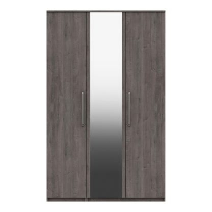 An Image of Parker Grey 3 Door Mirrored Wardrobe Dark Grey