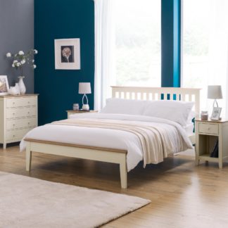 An Image of Salerno Two Tone Ivory Wooden Bed Frame Cream