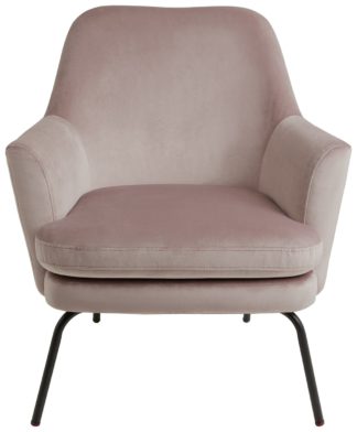 An Image of Habitat Celine Velvet Accent Chair - Pink