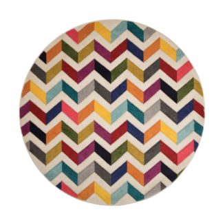 An Image of Bolero Circle Rug Blue, Yellow and Purple