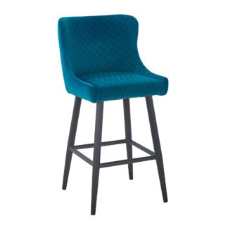 An Image of Montreal Bar Stool Teal Velvet Teal (Blue)