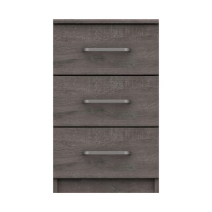 An Image of Parker Grey 3 Drawer Bedside Table Dark Grey