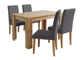 An Image of Habitat Miami Oak Effect Table & 4 Charcoal Chairs