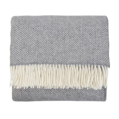 An Image of Heal's Merino & Cashmere Herringbone Throw Pink & Red