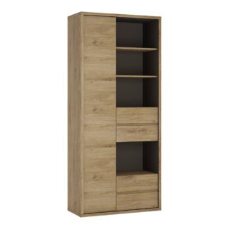 An Image of Clifford 1 Door 4 Drawer Tall Wide Bookcase - Oak Effect