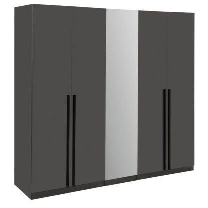 b75caee6c70ee83682ca423bcc5ede444c26c50bdd7d1a452e575d96274d0ffb.jpg An Image of Habitat Munich 5 Door Mirror Wardrobe - Anthracite