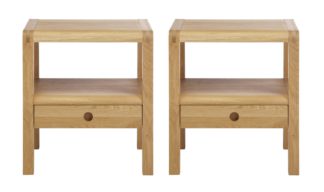 An Image of Habitat Radius 2 Bedside Table Set - Oak