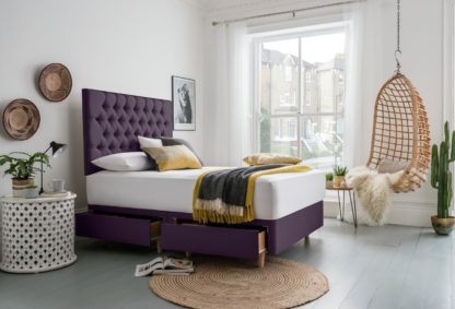 An Image of Silentnight Sassaria Kingsize 4 Drawer Divan Bed - Purple