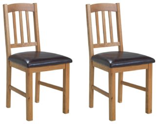 An Image of Argos Home Pair of Solid Oak Slatted Chairs