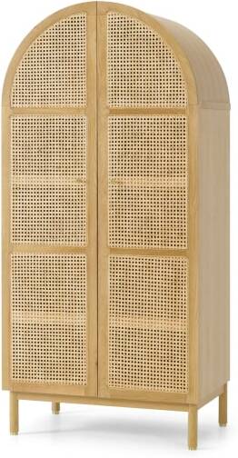 An Image of Ankhara Double Wardrobe, Rattan & Oak