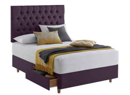 An Image of Silentnight Sassaria Superking 2 Drawer Divan Bed - Purple