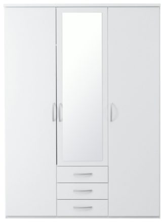 An Image of Argos Home New Hallingford 3Dr 3 Drw Mirror Wardrobe - White