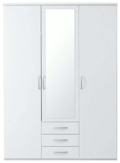An Image of Argos Home New Hallingford 3Dr 3 Drw Mirror Wardrobe - White