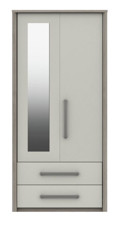 An Image of Grasmere 2 Door 2 Drawer Mirror Wardrobe - White