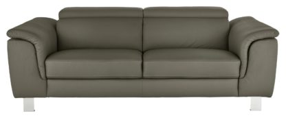 An Image of Argos Home Boutique 3 Seater Faux Leather Sofa - Grey