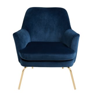 An Image of Habitat Celine Velvet Accent Chair - Navy