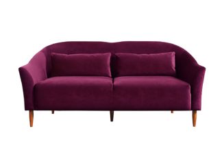 An Image of Habitat Lipps 3 Seater Velvet Sofa - Cranberry