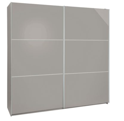 An Image of Habitat Holsted Gloss Medium Sliding Wardrobe - Grey