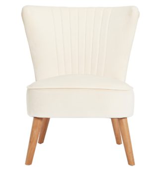 An Image of Habitat Alana Velvet Shell Back Accent Chair - Natural