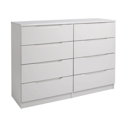 An Image of Legato Light Grey Gloss 8 Drawer Wide Chest Cream