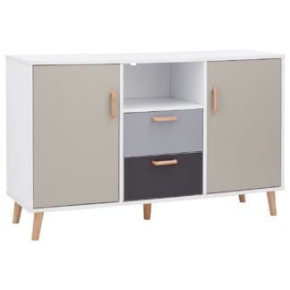 An Image of Delta 2 Door 2 Drawer Sideboard - White & Grey
