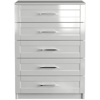 An Image of One Call Colby Gloss 5 Drawer Chest of Drawers - White