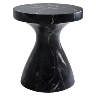 An Image of Habitat Tokki Black Marbled Cement Side Table