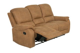 An Image of Argos Home Alfie 3 Seater Faux Leather Recliner Sofa - Brown