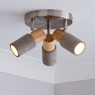 An Image of Inka 3 Light Concrete Wood Spotlight Grey and Brown