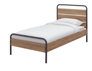 An Image of Habitat Industrial Single Bed Frame - Grey