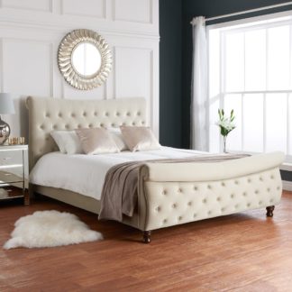 An Image of Copenhagen Fabric Bed Frame Warm Stone