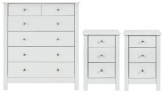 An Image of Habitat Osaka 2 Bedsides & 4+2 Drawer Chest Set - White