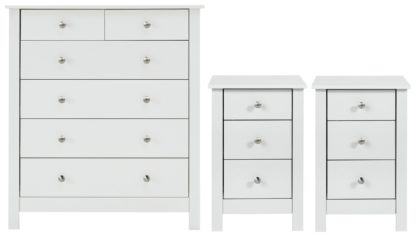 An Image of Habitat Osaka 2 Bedsides & 4+2 Drawer Chest Set - White