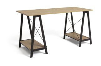 An Image of Habitat Trestle Table Office Desk - Oak effect