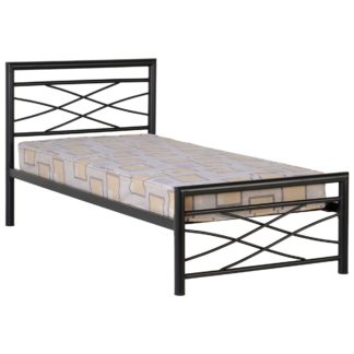 An Image of Kelly Black Metal Bed Frame Black