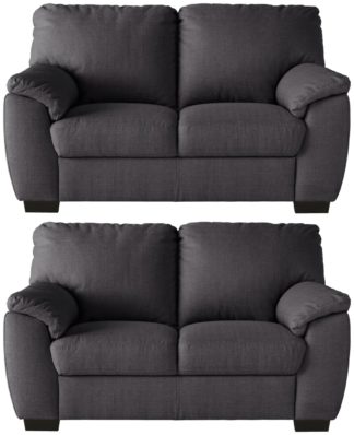 An Image of Argos Home Milano Pair of Fabric 2 Seater Sofa - Charcoal