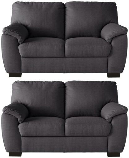 An Image of Argos Home Milano Pair of Fabric 2 Seater Sofa - Charcoal