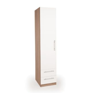 An Image of Hyde Single 2 Drawer Wardrobe White/Natural