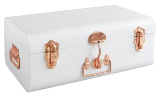 An Image of Habitat Trunk Linen Small Trunk with Copper Clasps