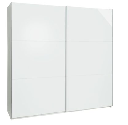 An Image of Habitat Holsted Gloss Medium Sliding Wardrobe - Grey