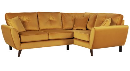 An Image of Argos Home Isla Right Corner Velvet Sofa - Gold